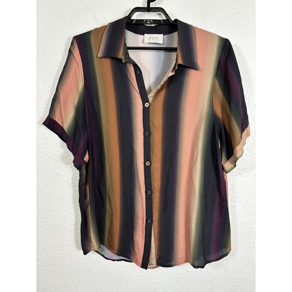 Dissh Shirt LuLu Ombre US 4 Striped Short Sleeve Multicolor Button Up Viscose - Picture 1 of 10